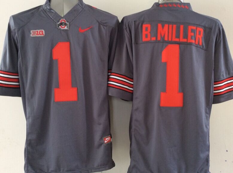Men's Ohio State Buckeyes Braxton Miller #1 Gray Jersey